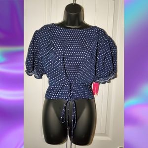Navy blue polka dot crop top